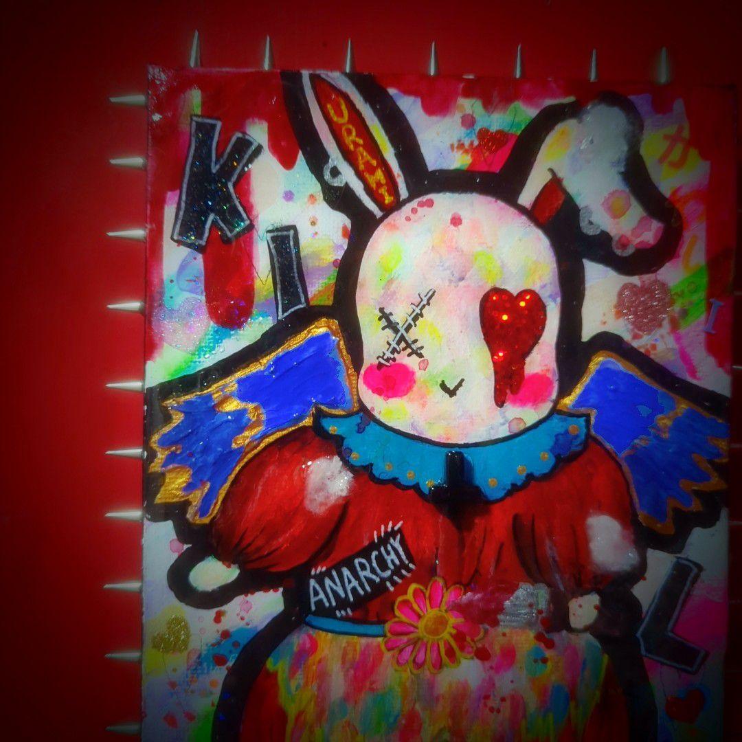 【一点物イラストアート】Killer Bunny【F0号】現代アート