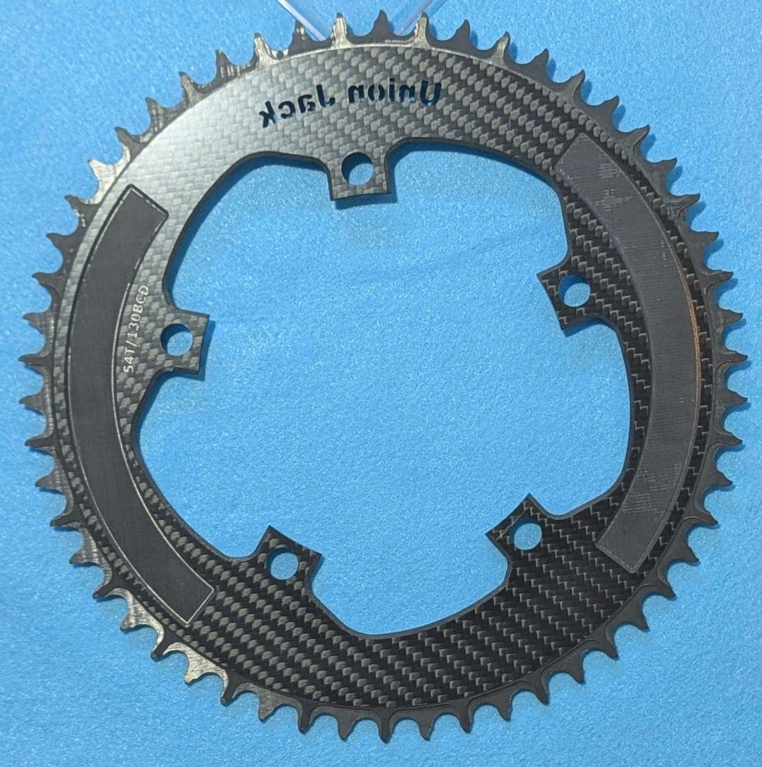 union jack カーボンチェーンリング 3K柄 54T pcd130