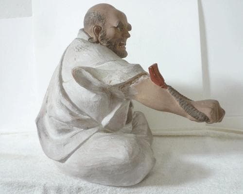 希少　無形文化財　博多人形　中村衍涯作　達磨大師　喝　置物　陶器　レトロ