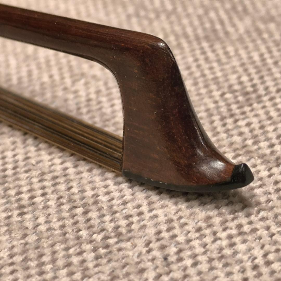 【調整済】オールドバイオリン弓 4/4 オープンフロッグ 黒茶馬毛