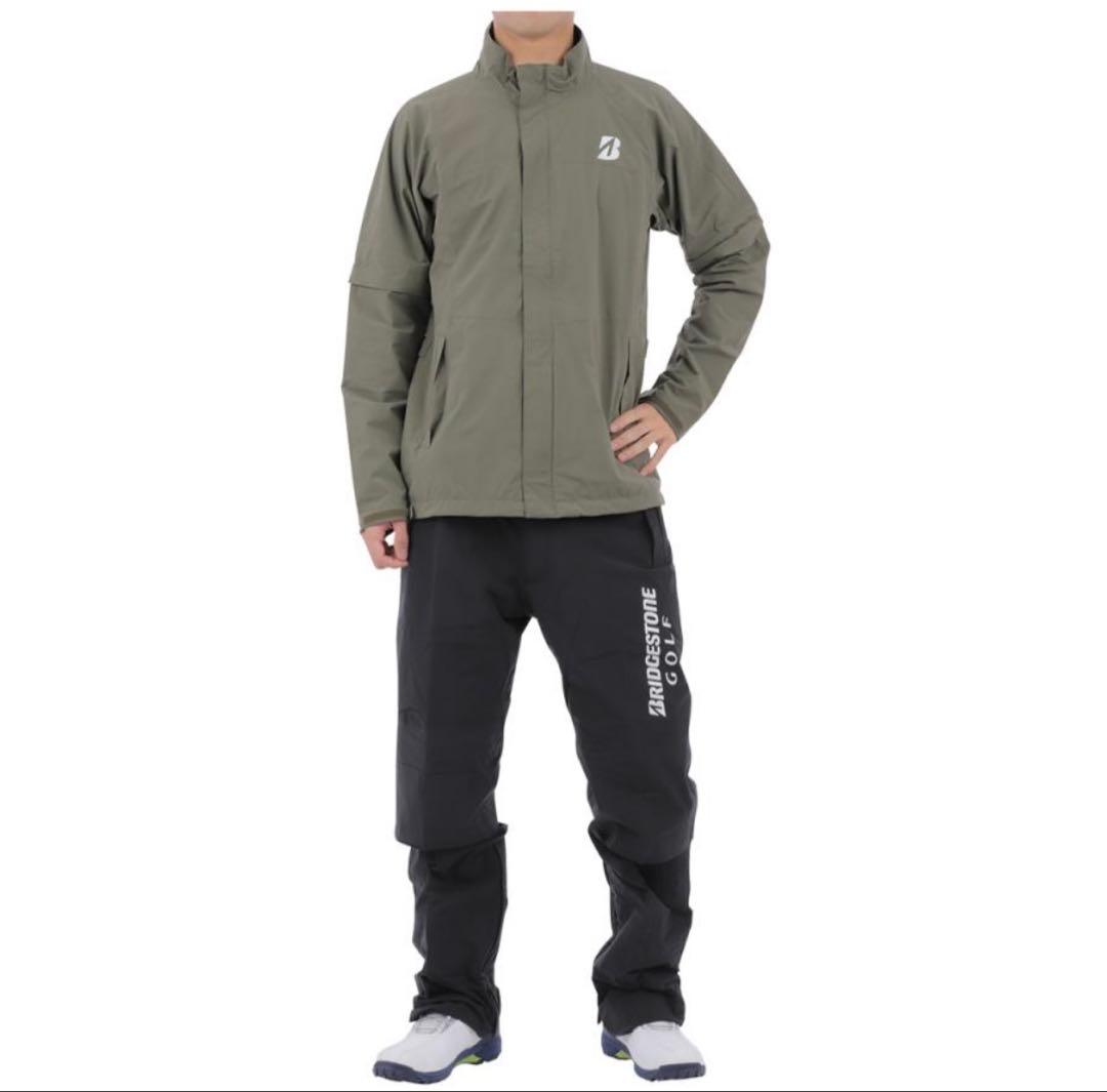 ブリヂストン ゴルフ 水神 レインウェア上下セット オリーブ/ブラック サイズM