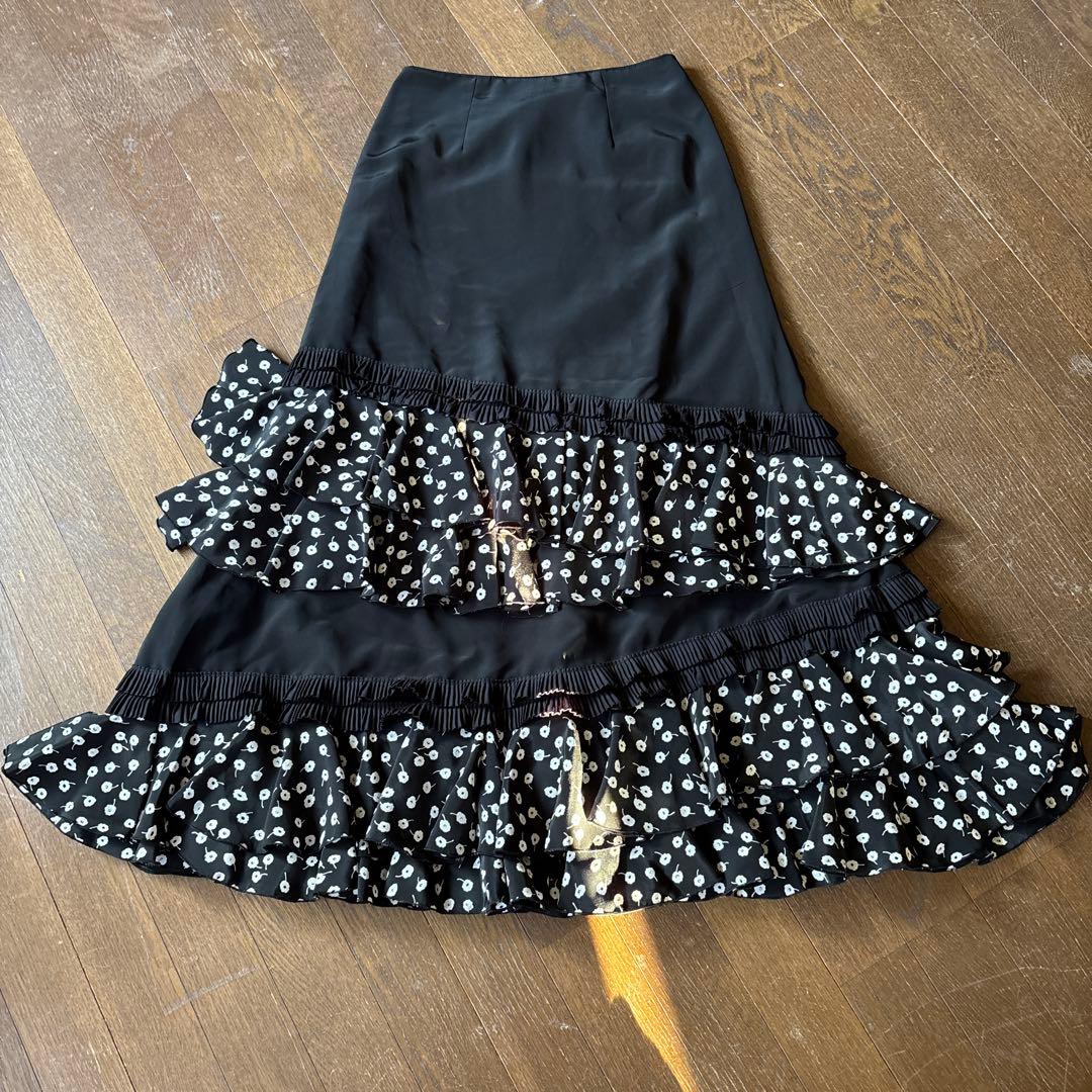 フラメンコツーピース　黒白チェック