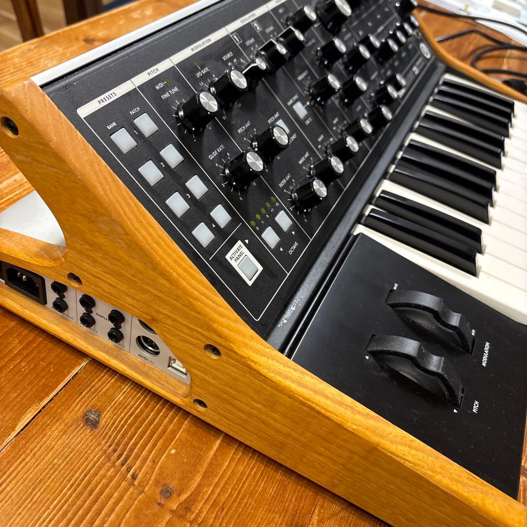 Moog Subsequent 25 デッキセイバーのカバー付き