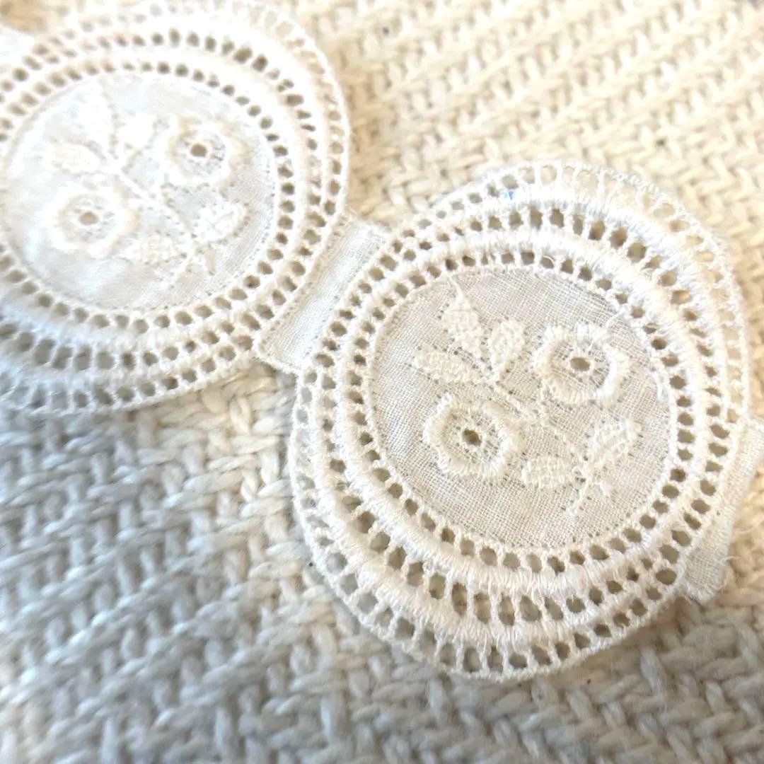 アンティーク ロマンティック コットン刺繍 レースリボン 楕円 花柄×12