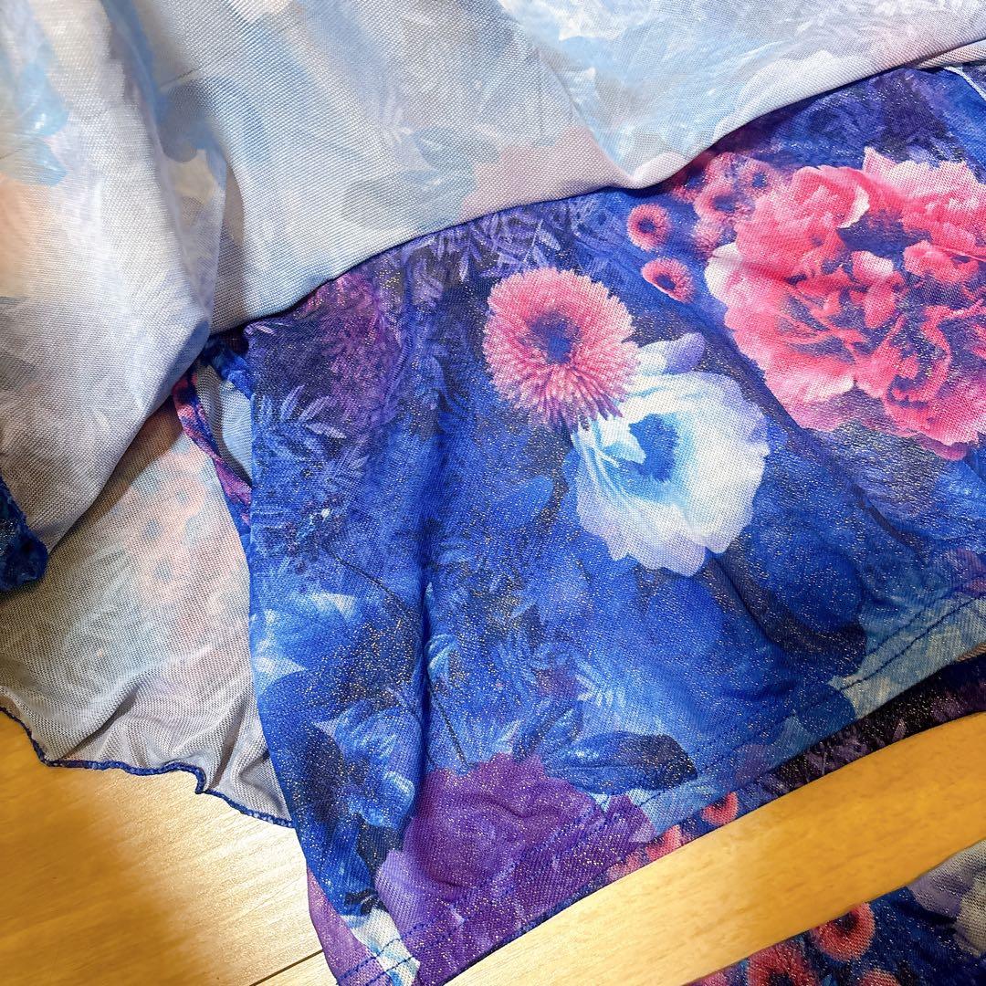 新品　ベリーダンス フラワープリント シフォン 上下セット