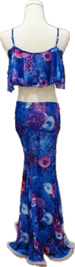 新品　ベリーダンス フラワープリント シフォン 上下セット