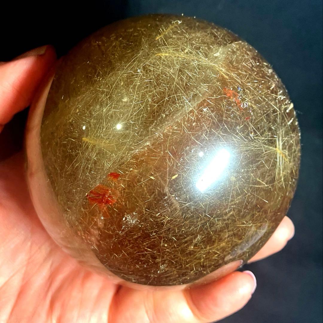 超特大　84mm ゴールドルチルクォーツ　金針水晶　パワーストーン