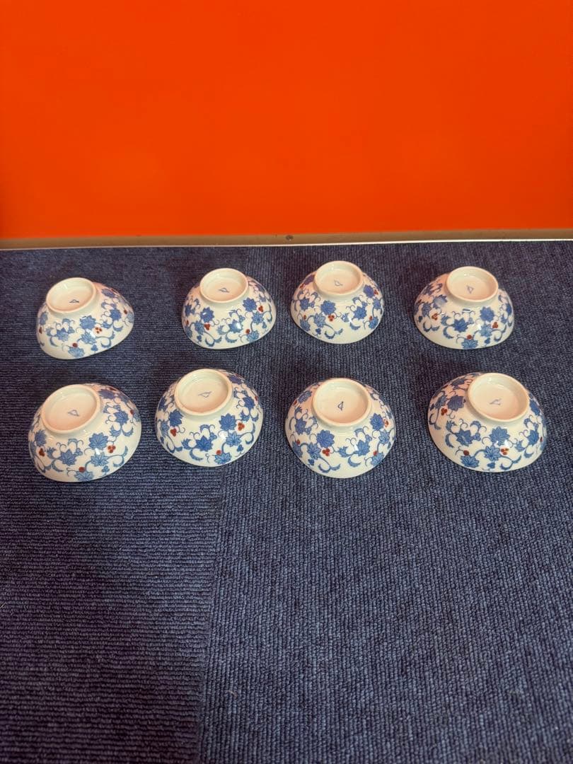 1700 深川製磁　花柄小鉢　8客　8cm 金彩