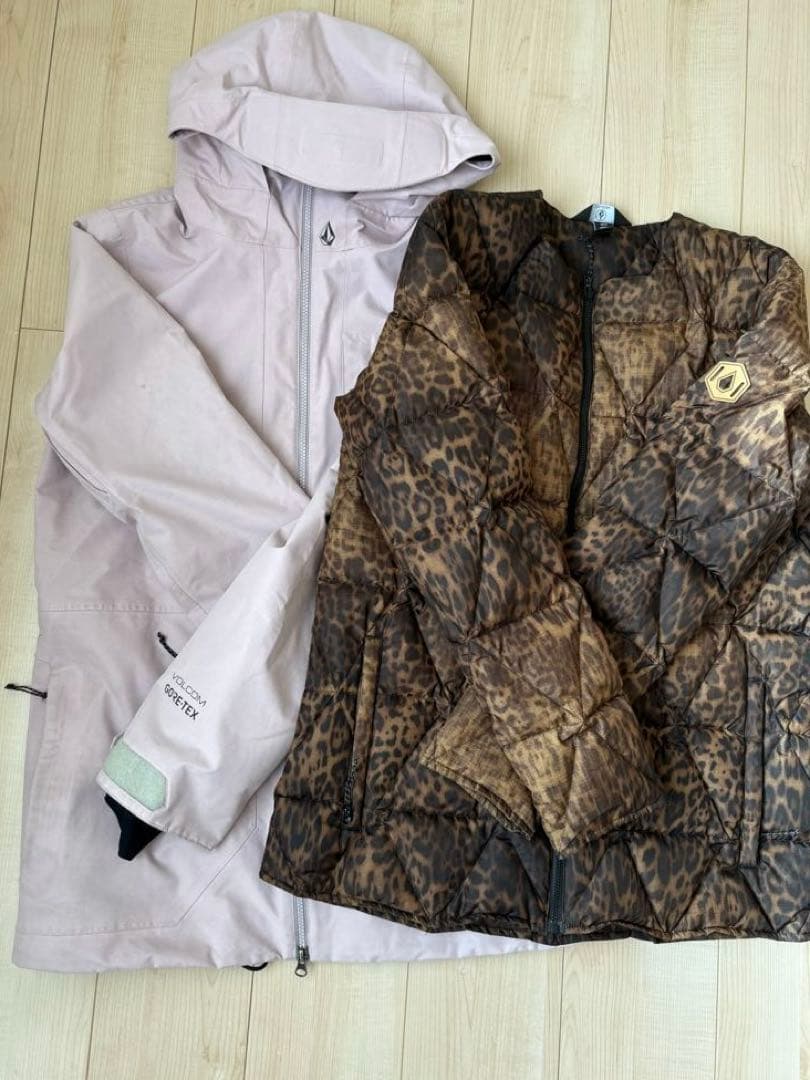 【VOLCOM GORE-TEX】スノボウェア上下セット(M・L)豹柄ライナー付