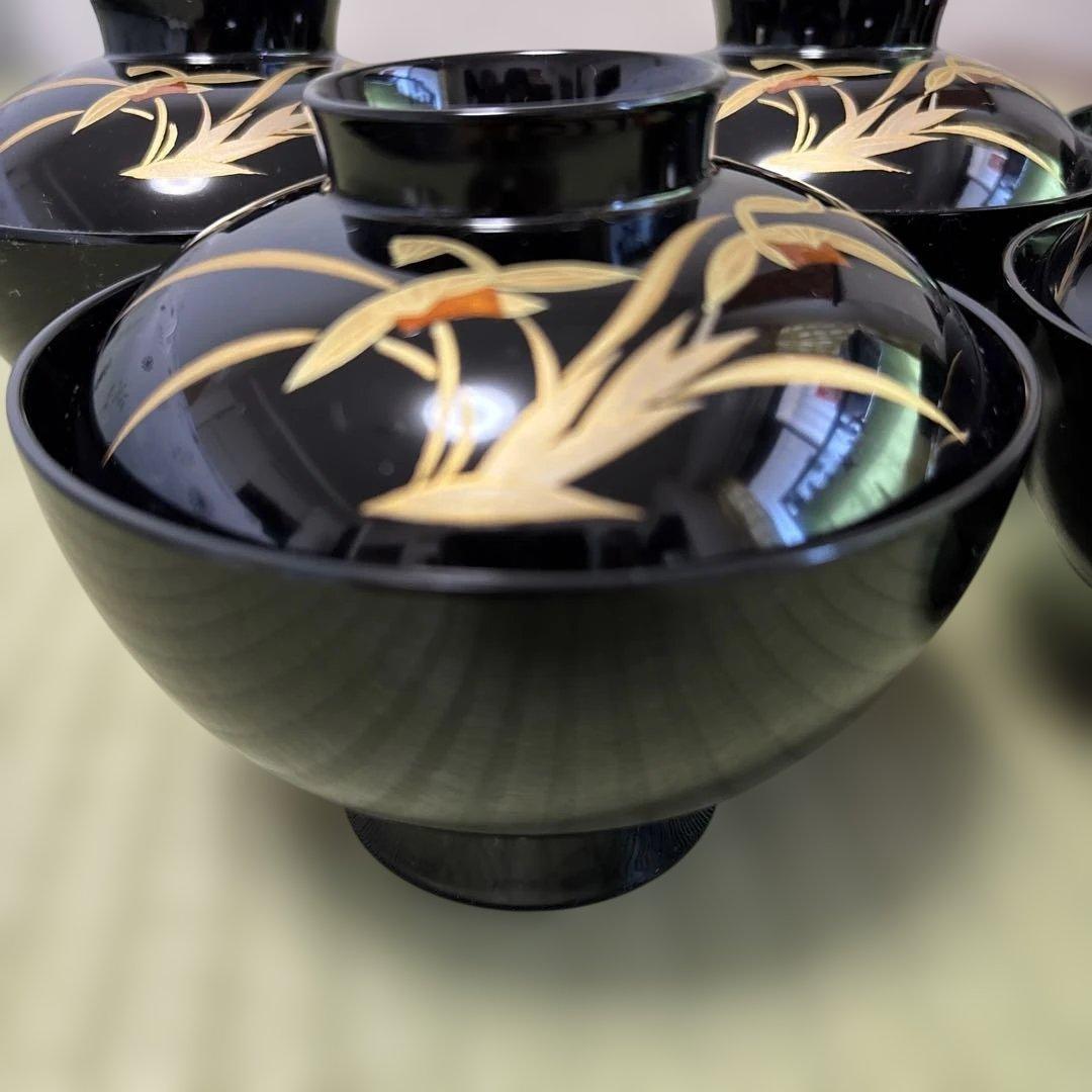 会津塗　特選漆器　竹峯　御吸椀揃　（お椀5個入り）