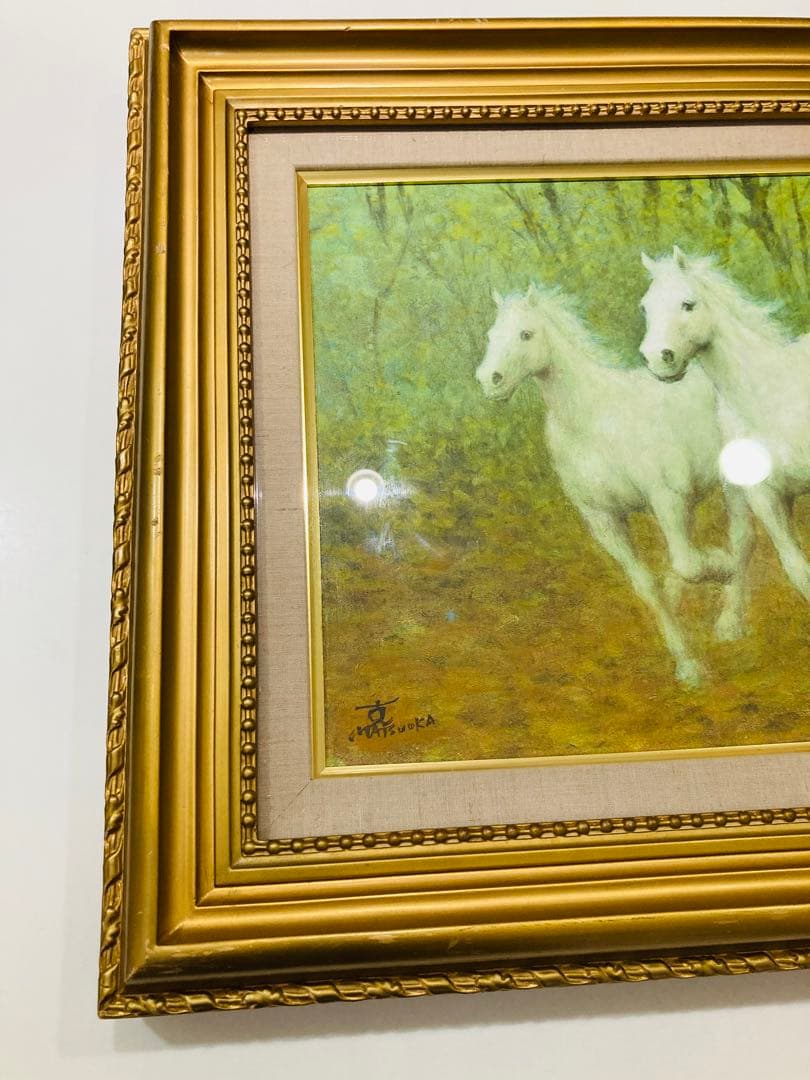 松岡克 【白馬】肉筆 油彩 直筆サイン 孤高の画家 渾身の傑作 洋画家