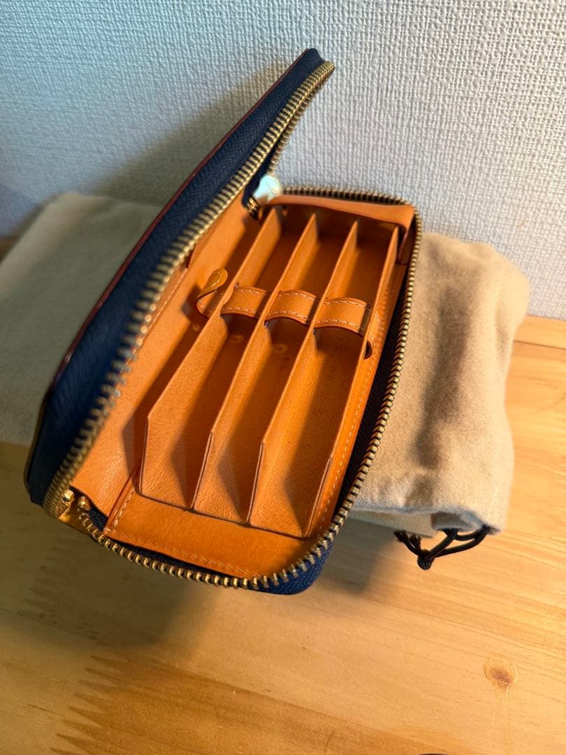 THIN BRIDLE ファスナー付き3本入りペンケース　ganzo