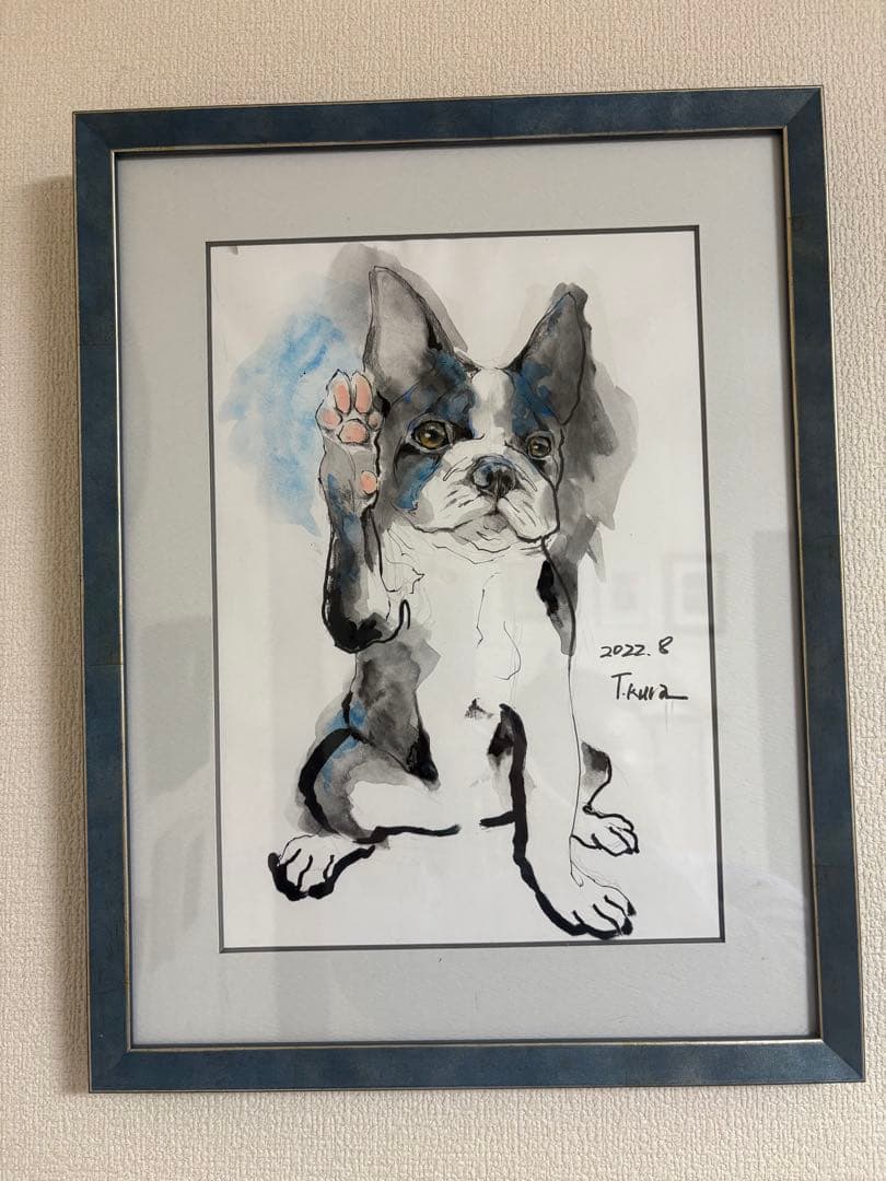 フレンチブルドッグ 水彩画 2022年　ラーソンジュール額装　原画