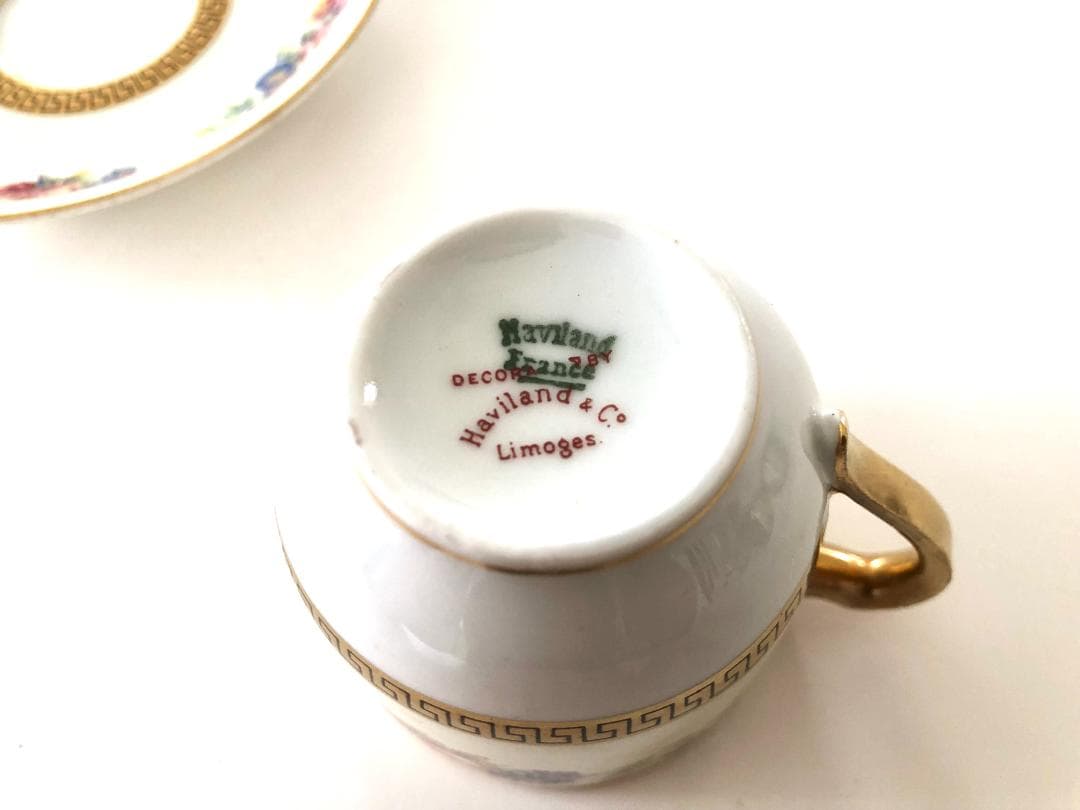 アビランド リモージュ カップ&ソーサー 金彩花柄 【アンティーク】