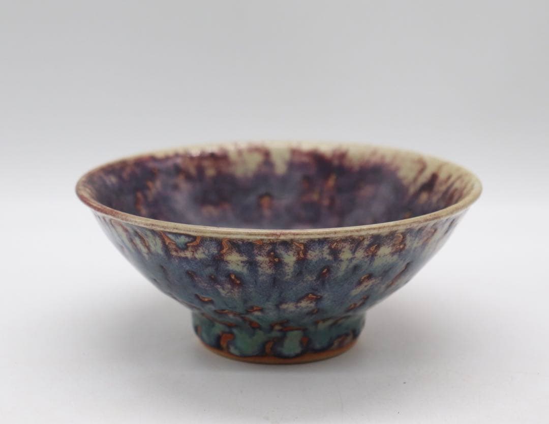 中国　窯変紅釉　お碗　送料込み1008