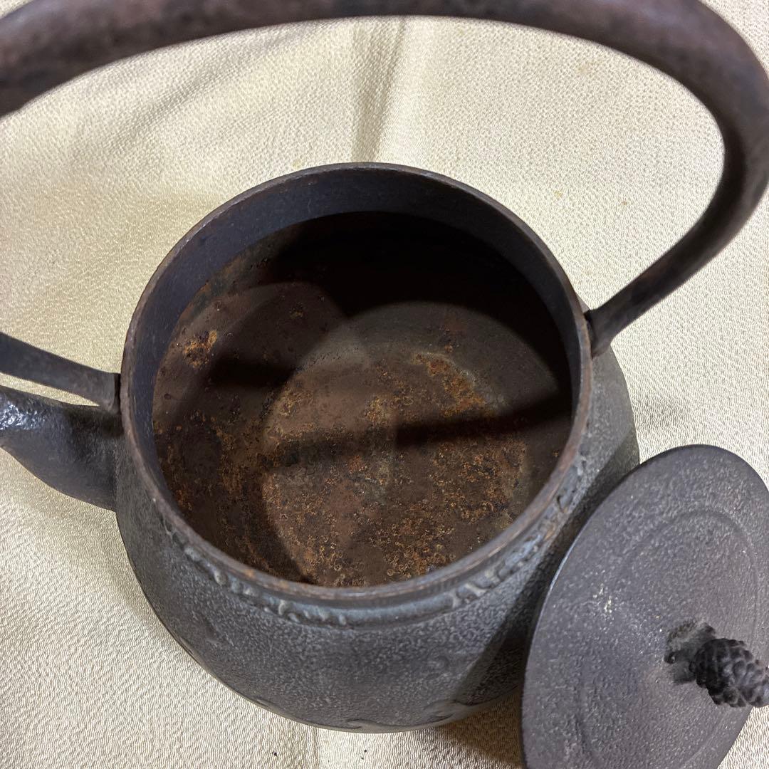 茶道具　アンティーク／南部鉄器　鳳文堂造　南蛮船と波千鳥(^^)