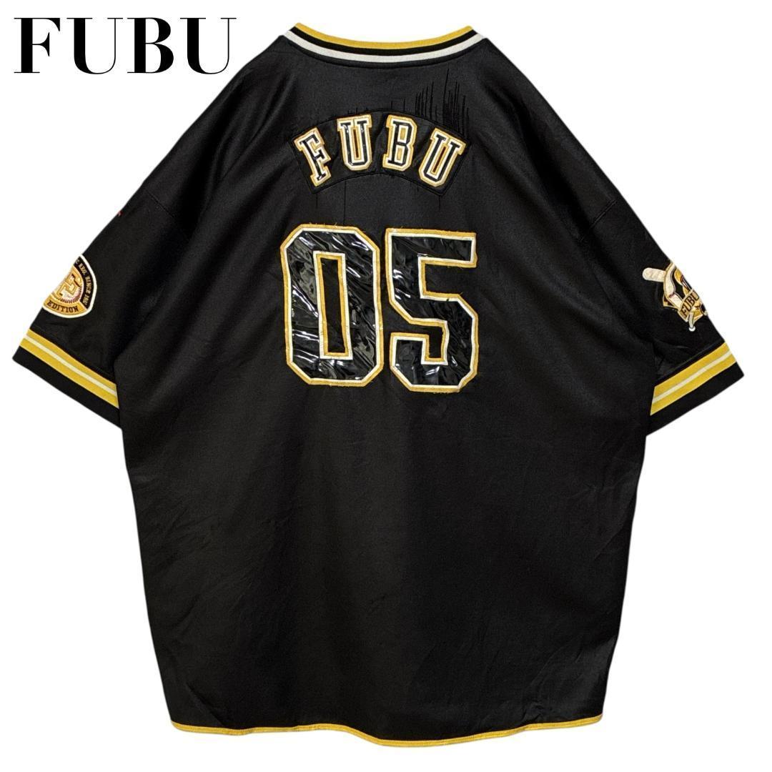 FUBU フブ ユニフォーム ゲームシャツ 刺繍ロゴ 黒 3XL ヒップホップ