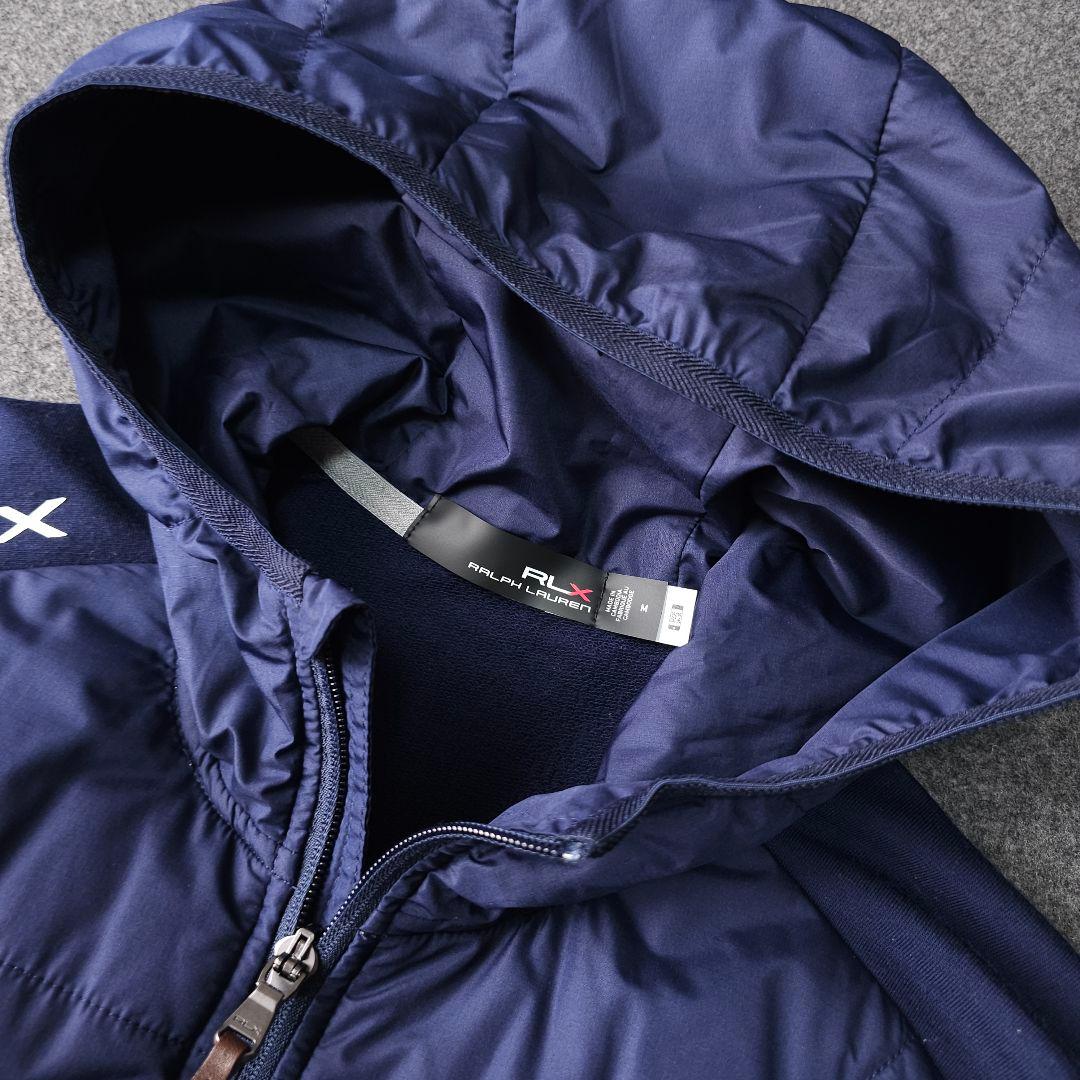 RLX ポロラルフローレン 異素材 中綿切替ゴルフジップブルゾンジャケット 紺M