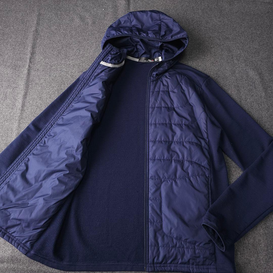 RLX ポロラルフローレン 異素材 中綿切替ゴルフジップブルゾンジャケット 紺M