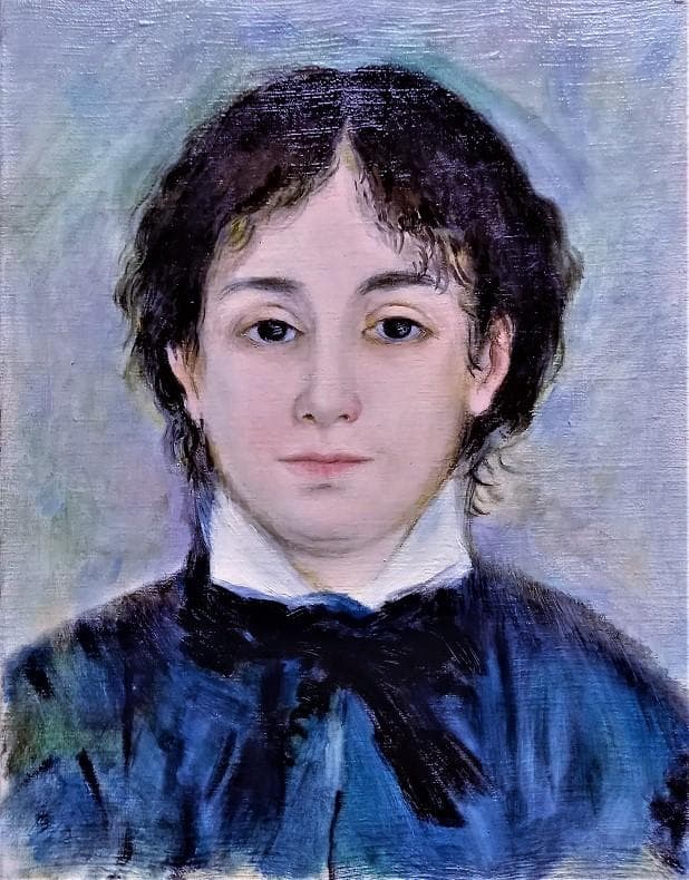 伊藤和生　ルノワール作「青い服を着た若い女」（三重県立美術館所蔵）を油彩にて模写