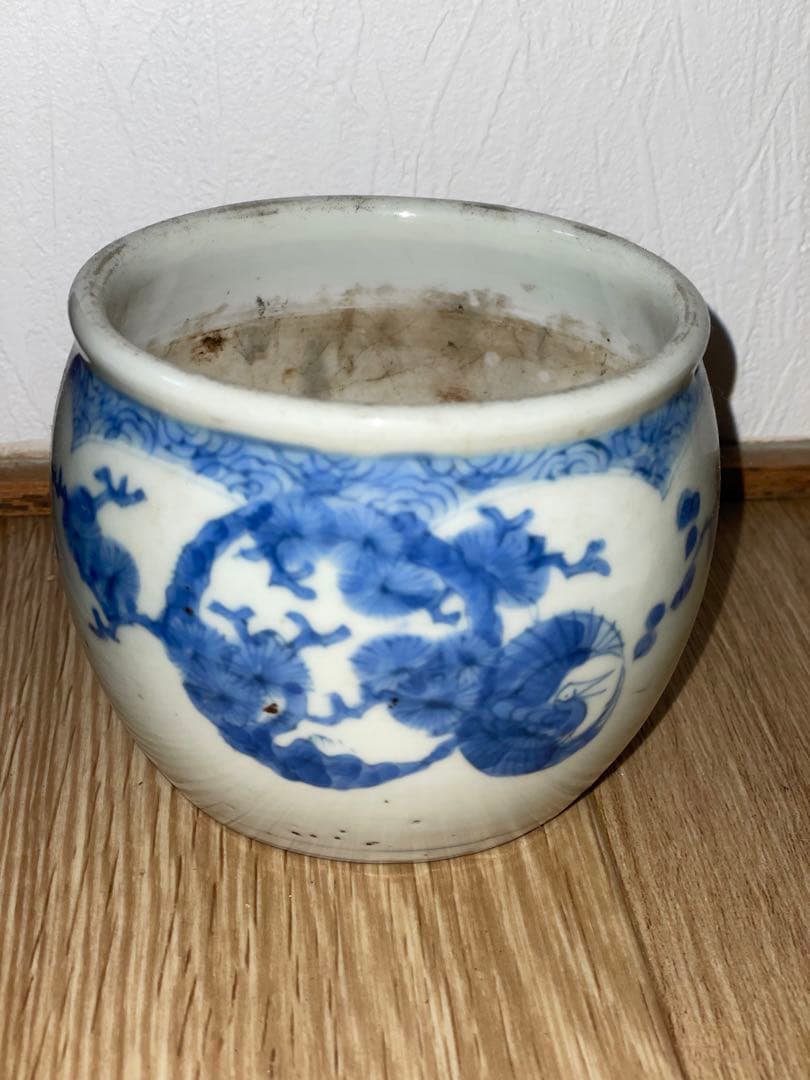 古伊万里　染付　火入　香炉？　タバコ道具？　雀