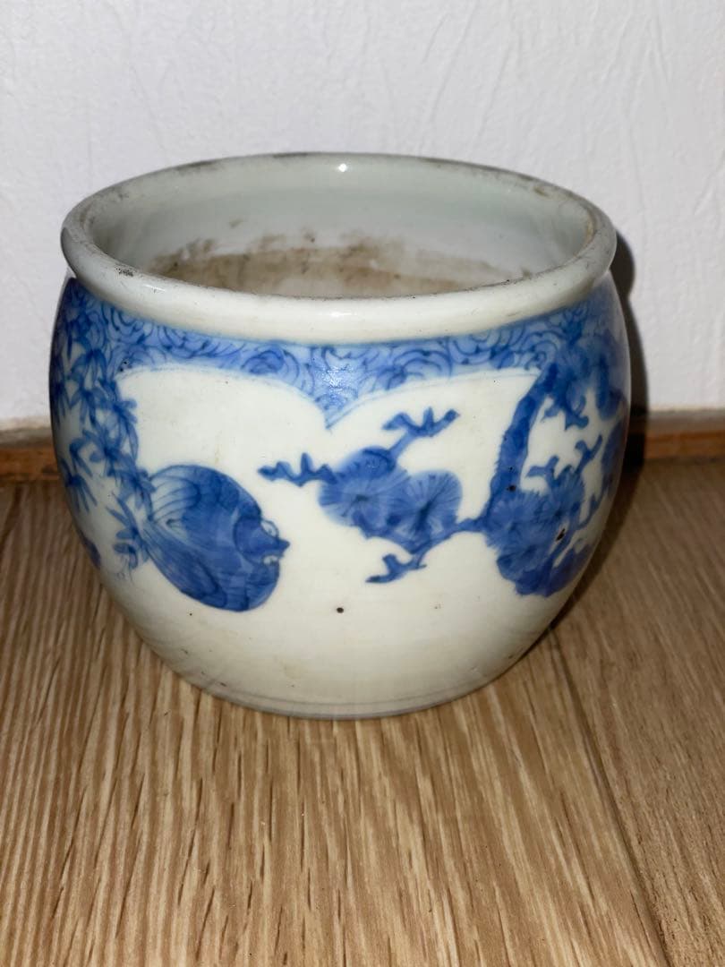 古伊万里　染付　火入　香炉？　タバコ道具？　雀