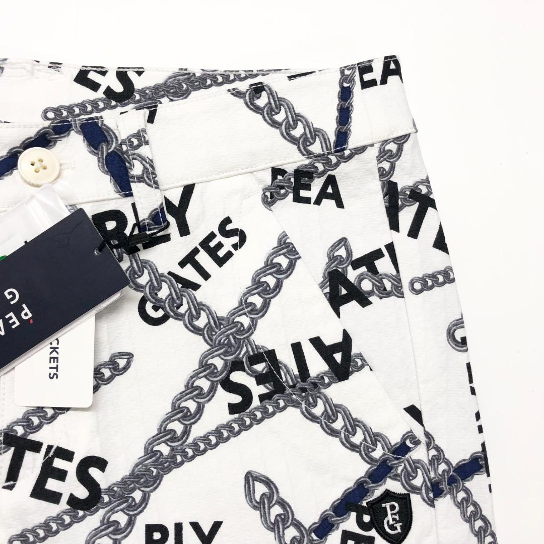 ○★新品未使用　PEARLY GATES　チェーン柄　ストレッチパンツ　1　白