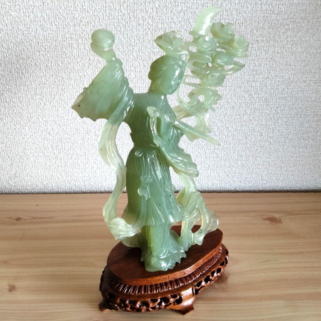 中国美術　古美術品　翡翠　天女　羽衣天女　立像　香港　置物　時代物　縁起物　唐物