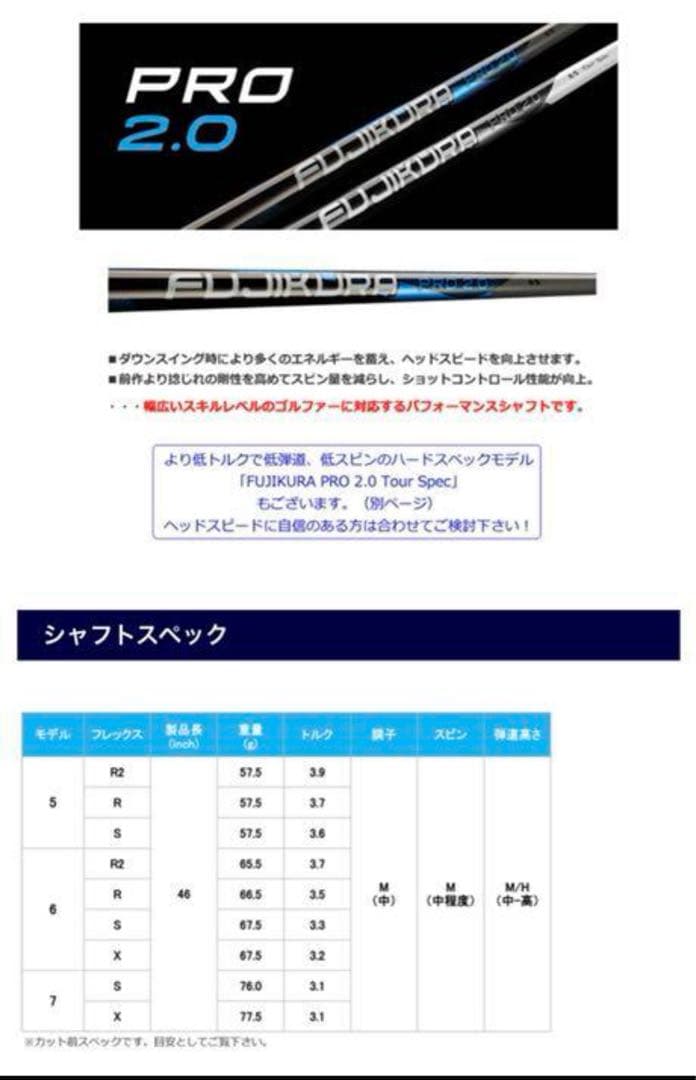 【中古】値下げUSAモデルFUJIKURA PRO 2.0 ウッド用2本セット