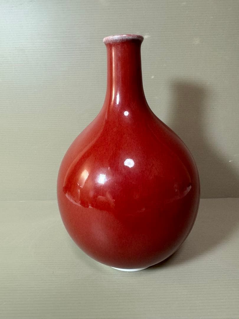 2742 松右衛門作　紅釉　花瓶