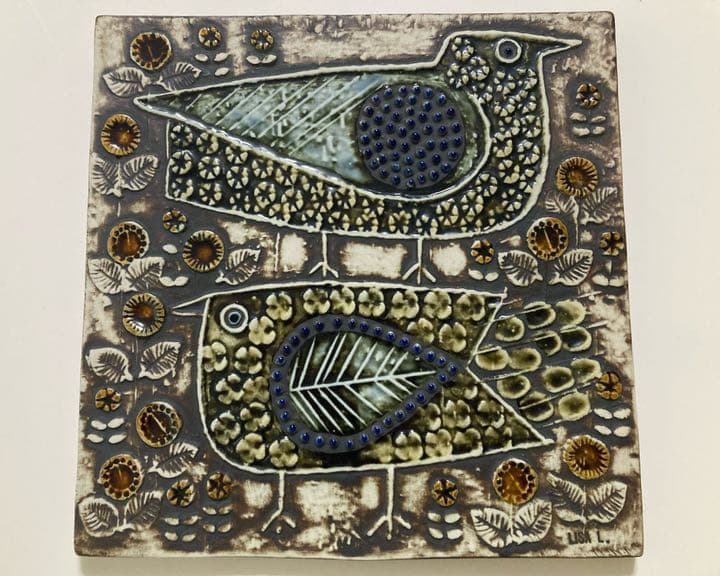 早い者勝ち！希少なリサラーソン 陶板 二羽の鳥 トリ UNIKユニークシリーズ