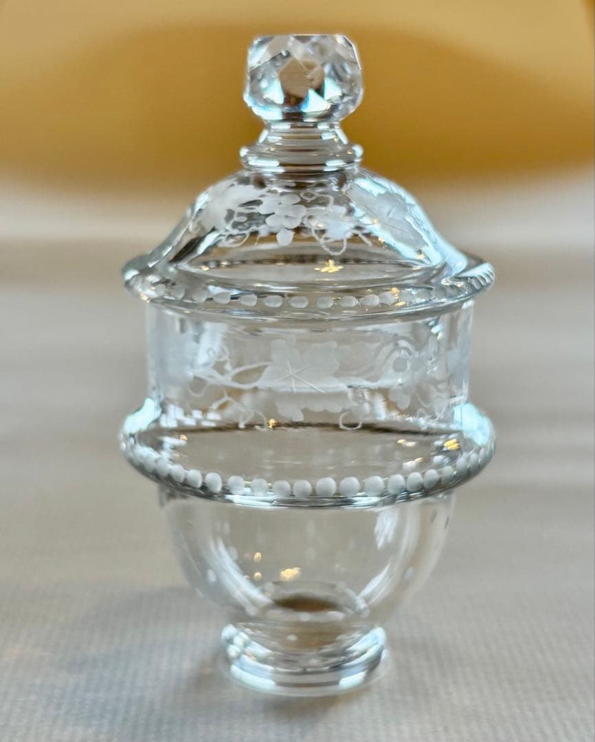 フランスアンティーク クリスタルハンドグラヴュール 手彫 葡萄柄 マスターポット