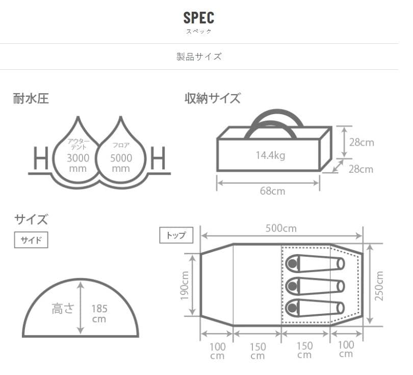 z*3様 DOD カマボコテント3S T3-688-TN