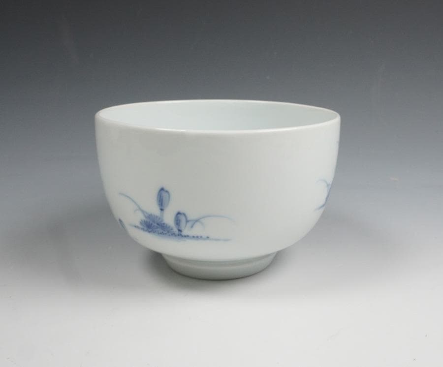 d*4様 人間国宝【井上萬二】希少手『染付つくし絵茶碗』共箱