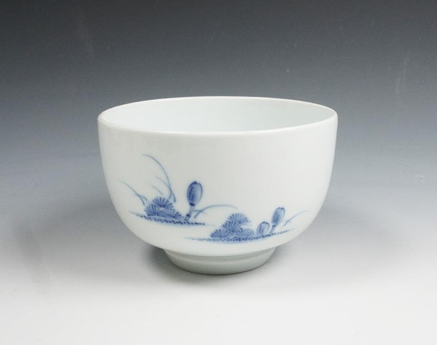 d*4様 人間国宝【井上萬二】希少手『染付つくし絵茶碗』共箱