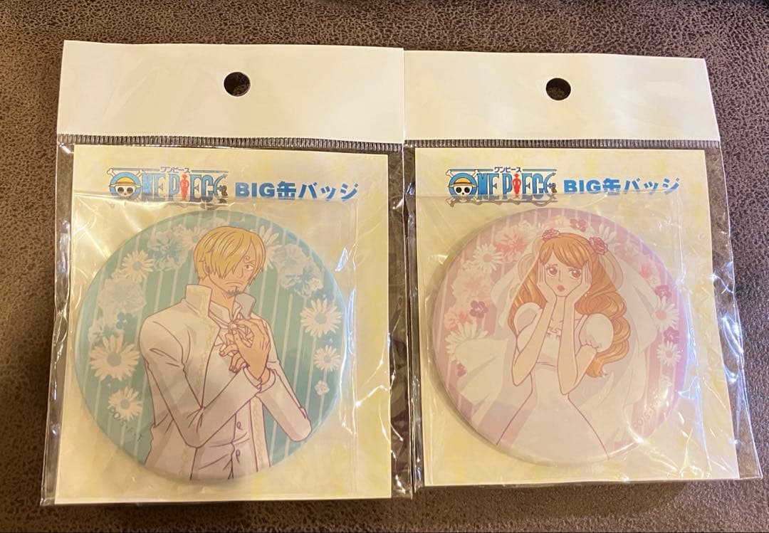 【希少】ワンピース BIG缶バッジ サンジ プリン ウェディング
