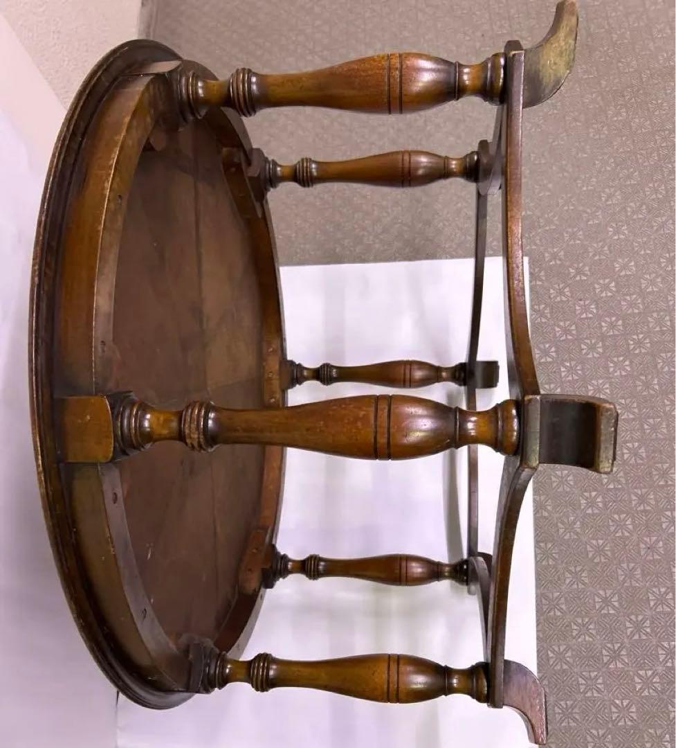 アンティーク　イギリス製　ブラウン　円形　木製　テーブル 92cm×46cm