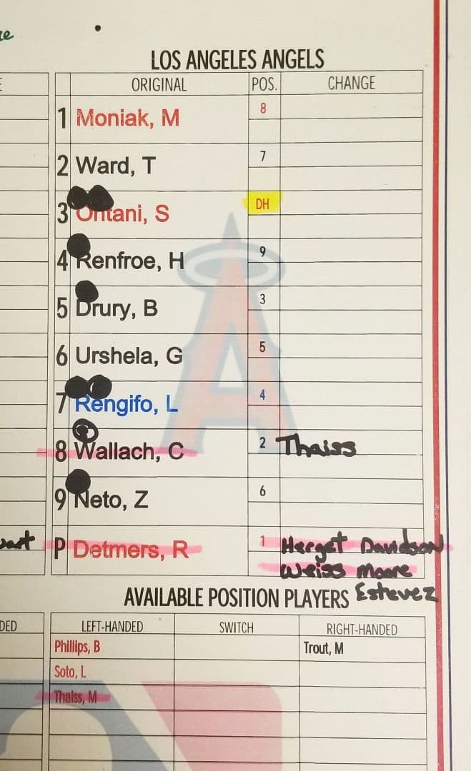 【実使用】大谷翔平 ラインナップカード MLB エンゼルス ツインズ MVP