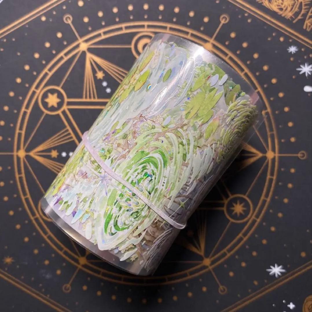 【9152】海外　マスキングテープ　中古巻　貝殻光ハス　波紋水紋　装飾系残量多め