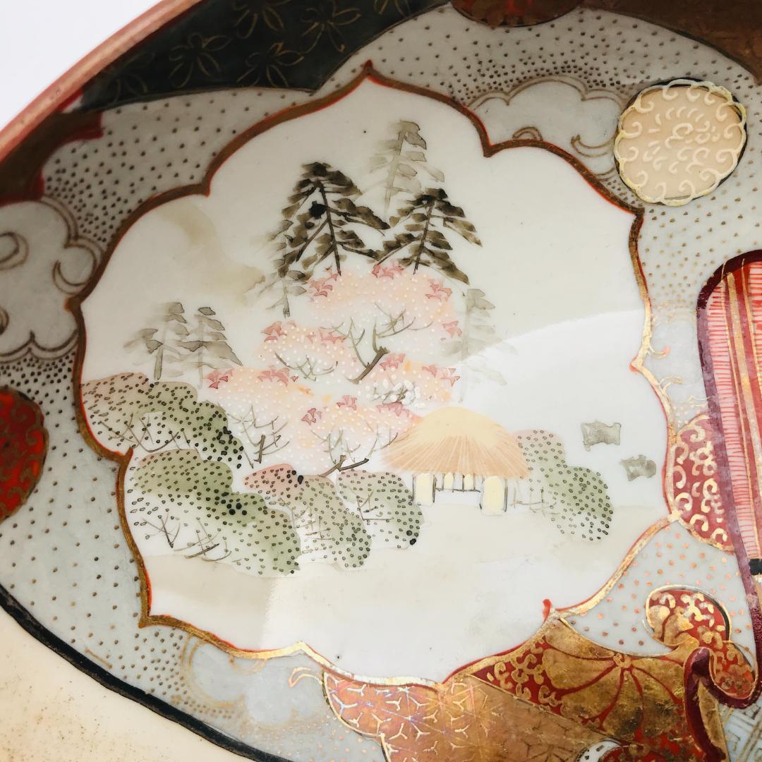 九谷 金蘭手 平安朝絵付け 浅鉢 2枚セット