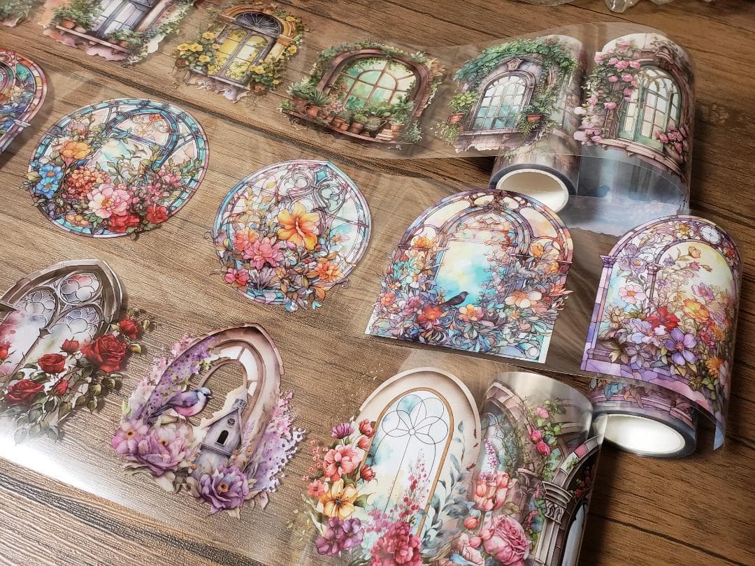 【nene様】「フローラルプリンセス光のフラワーウィンドウPETテープ6種」①