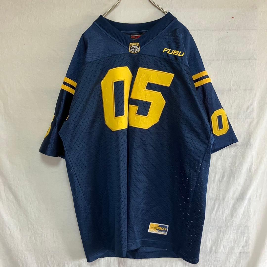FUBU ゲームシャツ 05 刺繍 1992 オフィシャルリーグ ネイビーXL