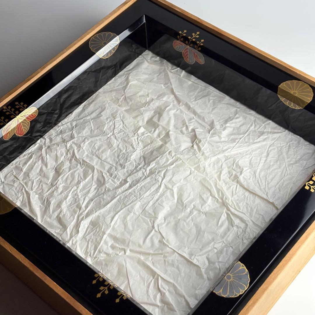 塗師 道場宗廣 菊桐蒔絵 炉縁 共箱 山中塗 木製漆器 茶道