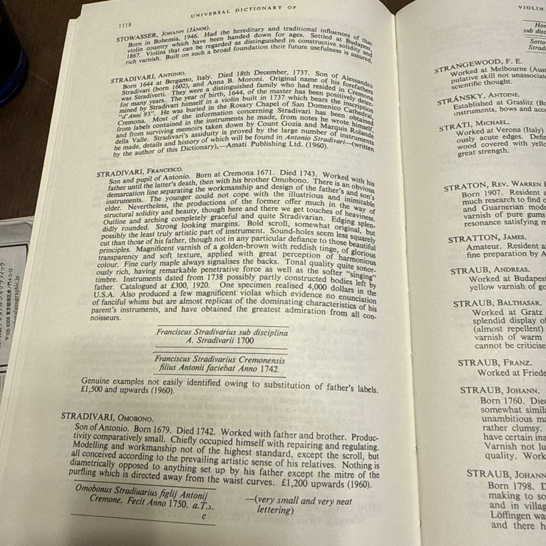弦楽器 Dictionary of Violin & Bow Makers