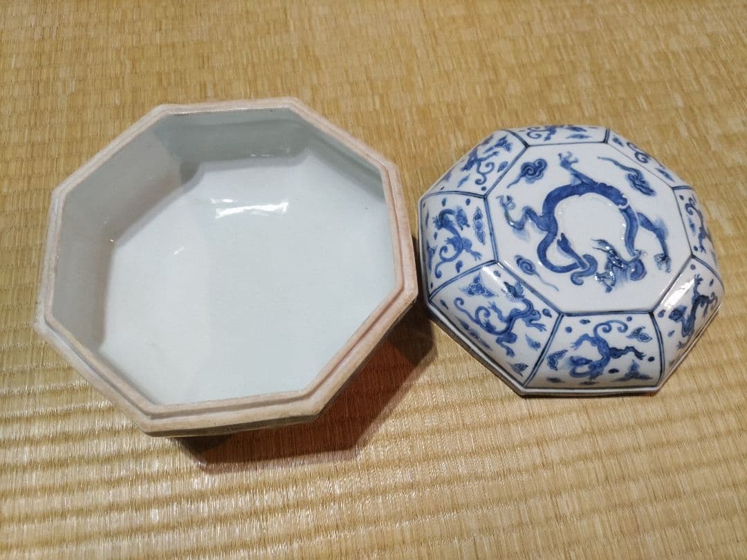 平安松雨（治村松雨）龍紋　磁盒・喰籠　唐物写