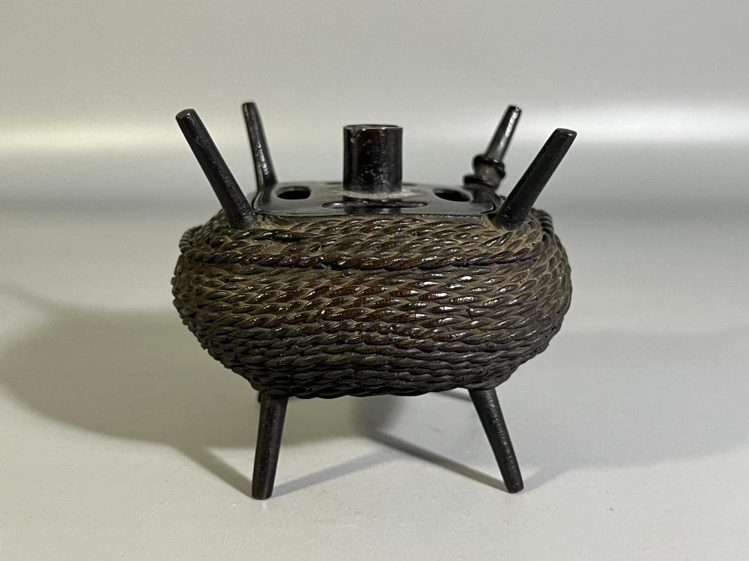 古銅 糸巻 香炉 時代物 渡雲鋳造