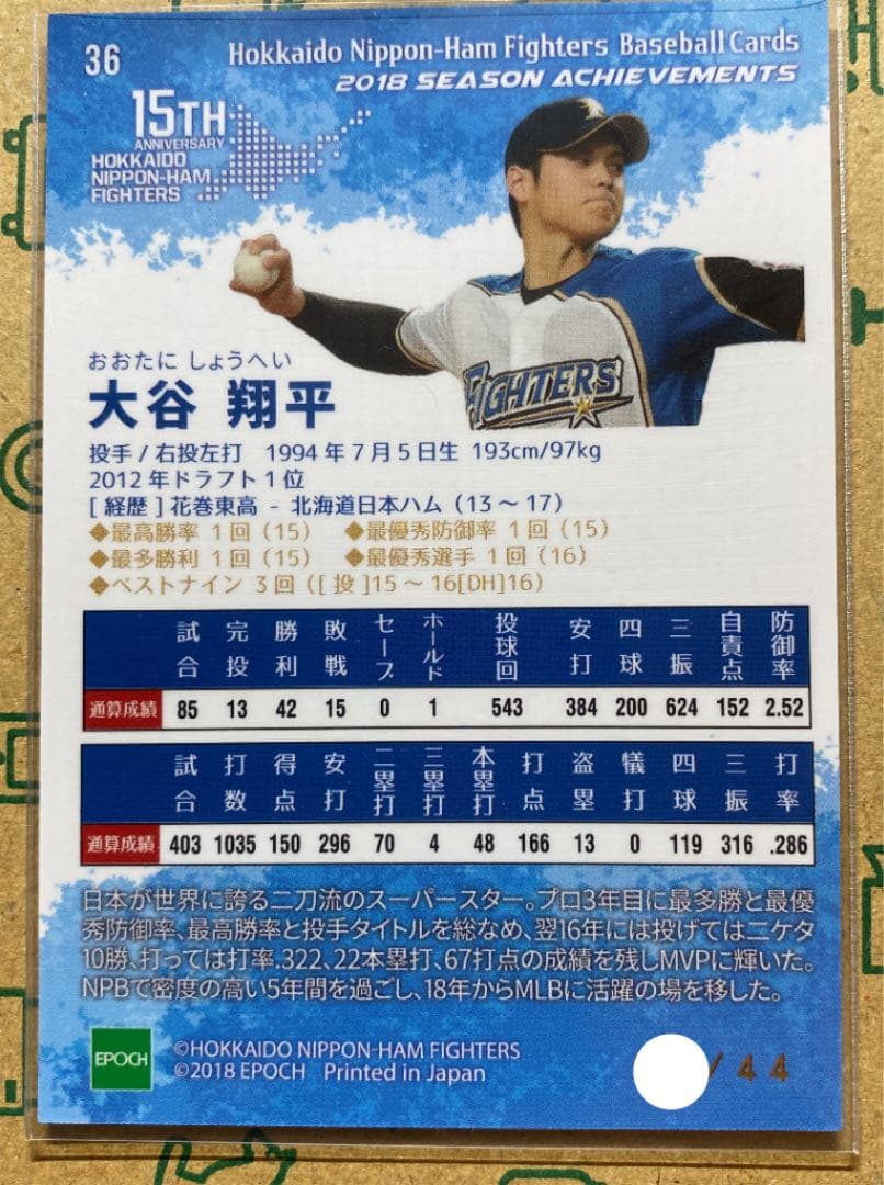 EPOCH2018 SEASON ACHIEVEMENTS 大谷翔平