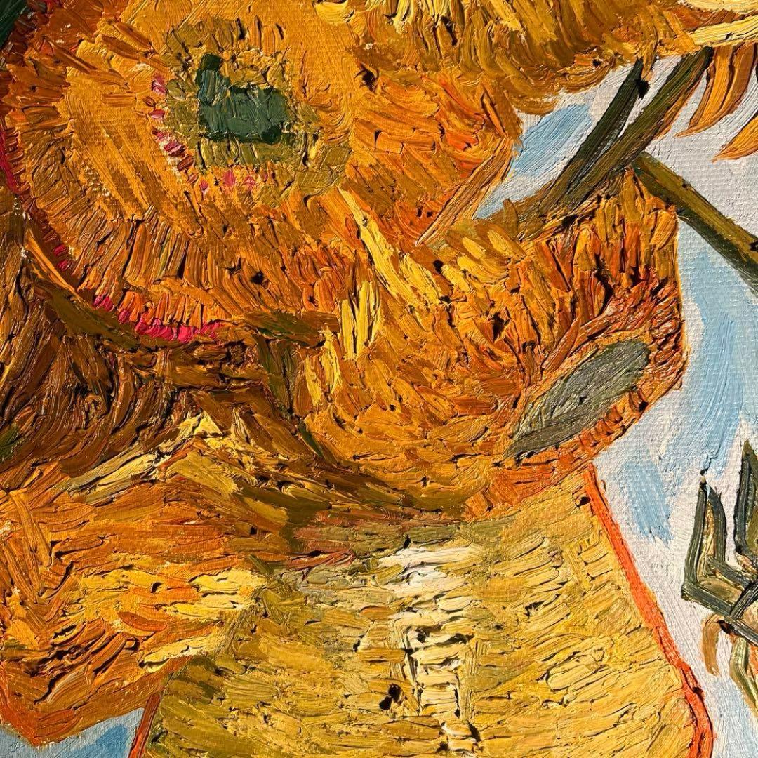 ★特大秀作★ 手書き油絵 ゴッホ ひまわり青 額付き 絵画 インテリア 油彩画