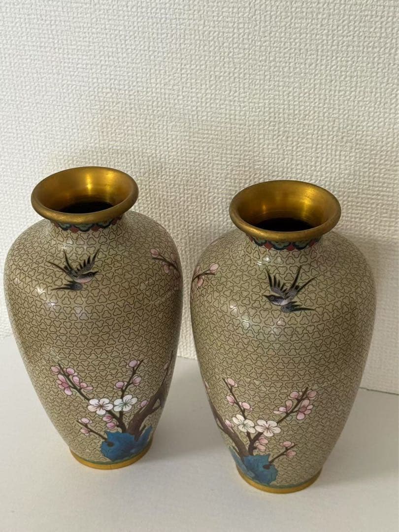 中国美術 銅胎琺瑯 銅製花瓶 壺 唐物古玩 年代品