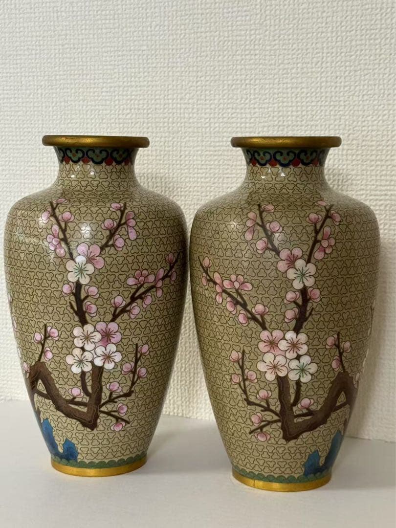 中国美術 銅胎琺瑯 銅製花瓶 壺 唐物古玩 年代品